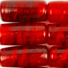 10x22mm Tube Black Swirl Glass Bead – Red