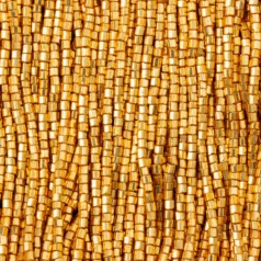 Czech Seed Beads, 10/0, 2-Cut - Metallic Gold (strung)