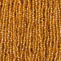 Preciosa Czech Seed Beads, Copperlined size 11/0 - Lt. Topaz Square hole (Strung)