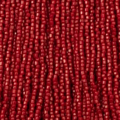 Czech Seed Beads, 12/0, 3-Cut - Opaque Dark Red (strung)
