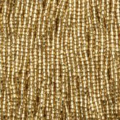 Czech Seed Beads, 12/0, 3-Cut - Silverlined Gold (strung)