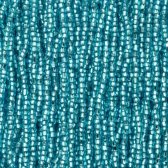 Czech Seed Beads, 12/0, 3-Cut - Silverlined Aqua (strung)