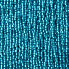 Czech Seed Beads, 12/0, 3-Cut - Silverlined Dark Aqua (strung)