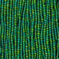 Czech Seed Beads, 11/0 - Transparent Rainbow Emerald (strung)