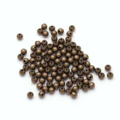 Bead, 3mm Round Metal bead - Antique Bronze