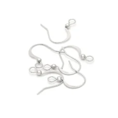 Alternative view of Earwire Flat Hook with 3mm ball and open loop 20 gauge - Rhodium Plated