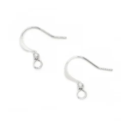 Earwire Flat Hook with 3mm ball and open loop 20 gauge - Rhodium Plated