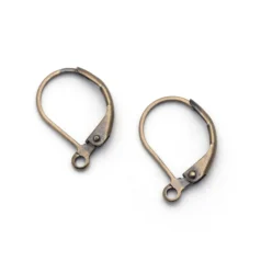 Leverback earwire round, 12.5mm Antique Bronze Plated brass, Nickel Free