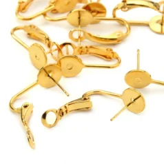 Alternative view of 24k Gold Plated Stud Omega Back post Earring 8mm