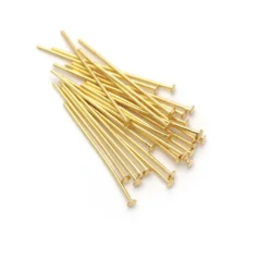 Head Pin 1 inch 21 Gauge 14K Gold Plated