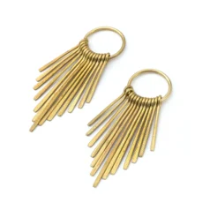 Textured Brass Frindge Charms 64x20x1.5mm