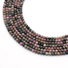 Black Veined Rhodonite 2mm Round