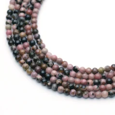 Black Veined Rhodonite 3mm Round