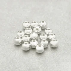 Bead, 4mm Round Metal bead, holesize: 1mm - .999 Fine Silver