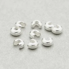 Crimp Cover, 4mm Crimp Cover - Silver Plated Brass