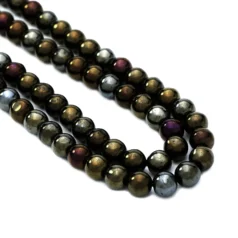 Bead, Preciosa Czech Pressed Glass, 6mm Round Bead – IRIS Brown (Hole Size 0.7mm)