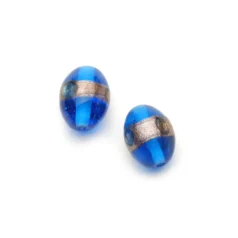 Oval glass beads - 11x13mm -  BLUE