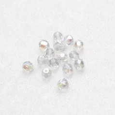 Bead, Czech firepolish, 6mm faceted round AB, CRYSTAL