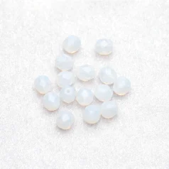 Bead, Czech firepolish, 6mm round faceted opal, CRYSTAL