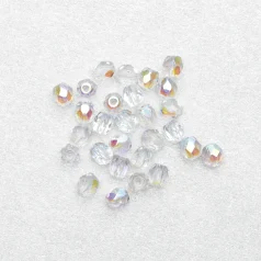 Bead, Czech firepolish, 4mm faceted round, CRYSTAL AB