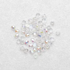 Beads, Czech Firepolish, 3mm Round, Crystal AB