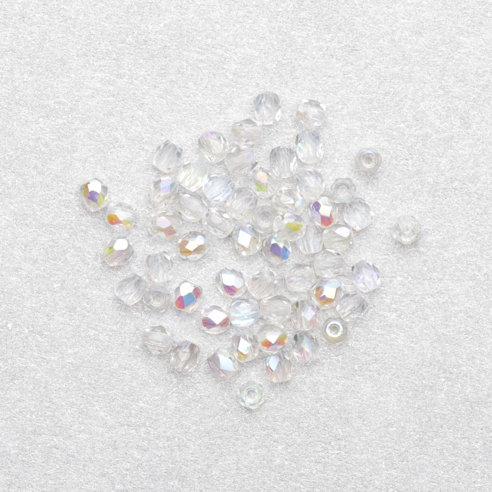Beads, Czech Firepolish, 3mm Round, Crystal AB