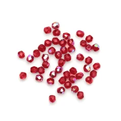 Beads, Czech Firepolish, 3mm Round, Siam Ruby AB