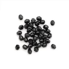 Beads, Czech Firepolish, 4mm Bicone, Black