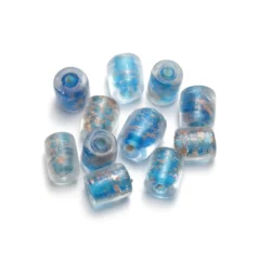 8x10mm Tube Bead - Goldswirl - BLUE