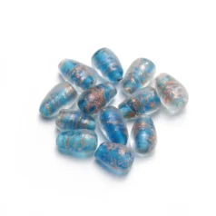 8x12mm Drop Goldswirl Glass Bead - Blue