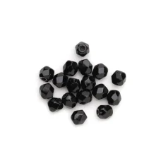 Bead, Czech firepolish, 4mm faceted round, JET