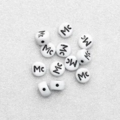 Bead, Preciosa Czech Pressed Glass, 6x4mm Alphabet Bead,  Letter Mc (Hole Size 0.7mm)