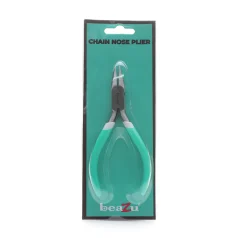 Alternative view of 5" Chain Nose Plier, Smooth with Spring. Double PVC Grips: White at Bottom & Green On Upper