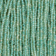 Czech Seed Beads, 11/0 - Colourlined Topaz Green Lined (strung)