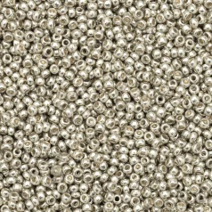 Czech Seed Beads, 11/0 - Metallic Light Silver (loose)