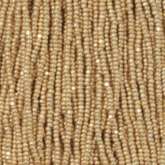 Czech Seed Beads, 13/0, Charlotte - Metallic Light Gold (strung)