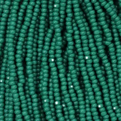 Czech Seed Beads, 11/0, Charlotte - Opaque Dark Green (strung)