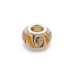 Pandora style lampwork glass bead - large hole w/ silver plated core, 1pc.