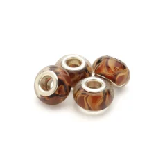 Pandora style lampwork glass bead - 13x9mm large hole w/silver plated core