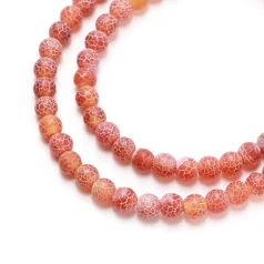 Bead, Crackle Frosted Red Agate, 4mm Round. Sold per 16-inch strand.