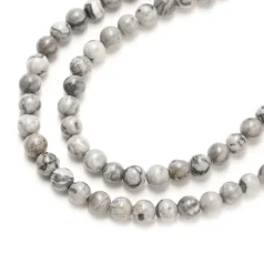 Bead, Silver Crazy Lace Jasper, 4mm Round. Sold per 16-inch stra
