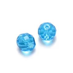 Bead, Czech firepolish, 14mm round faceted, LIGHT BLUE