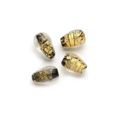 Beads, 24 Karat Gold Drop with Silverfoil, BLACK