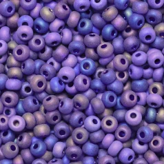 Czech Seed Beads, 6/0 - Transparent Matt Cobalt Blue AB (loose)