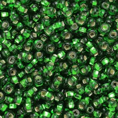 Czech Seed Beads, 6/0 - Silverlined Tr. Medium Green Square Hole (loose)