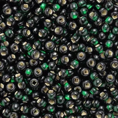 Czech Seed Beads, 6/0 - Silverlined Tr. Dark Green Square Hole (loose)