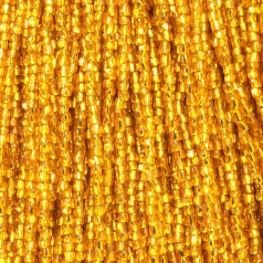 Czech Seed Beads, 12/0, 3-Cut - Silverlined Dark Yellow (strung)