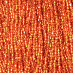 Czech Seed Beads, 12/0, 3-Cut - Silverlined Orange (strung)