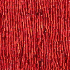 Preciosa Czech Bugle Beads size 1  - Silverlined Light Red strung