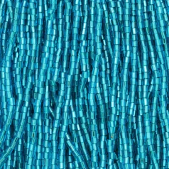 Preciosa Czech Bugle Beads size 1  - Silverlined Dark Aqua strung